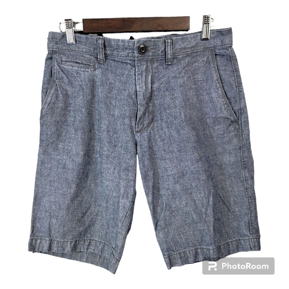 Old Navy Blue Cotton Twill Flat Front Shorts with Pockets Mens Size 30
